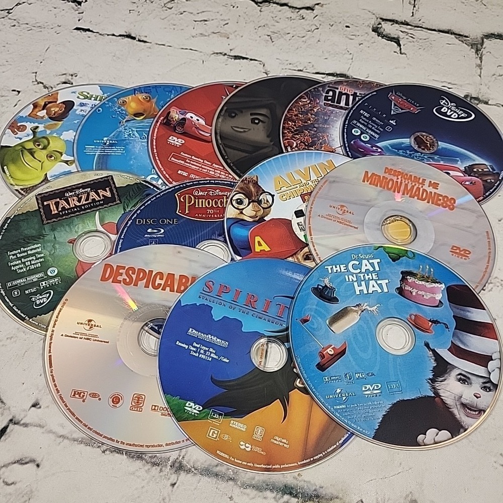 Children Family‎ Movies Loose DVD Lot Of 13 Cars Tarzan Shrek Lego Spirit More